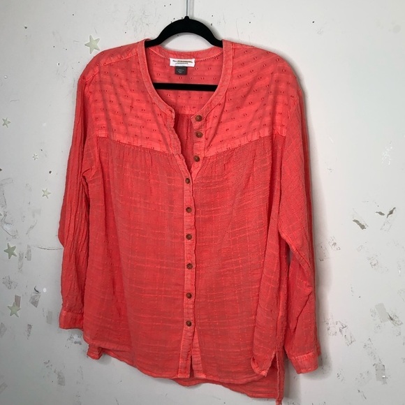 ANTHROPOLOGIE Pilcrow and the letterpress coral button down tunic blouse - Picture 9 of 11